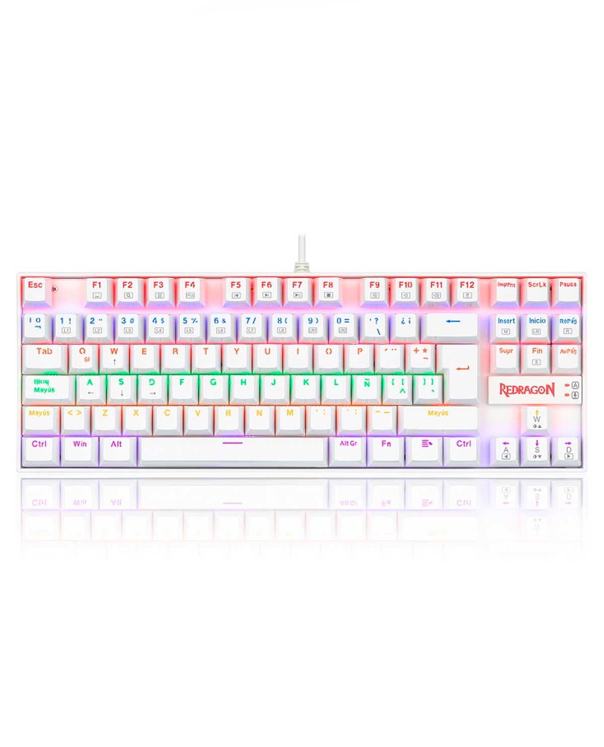 6950376704979 1 Teclado Gamer | Redragon Kumara K552W-KR | Mecánico | Blanco | USB | Iluminación Rainbow | Switch Red | Compacto | Español
