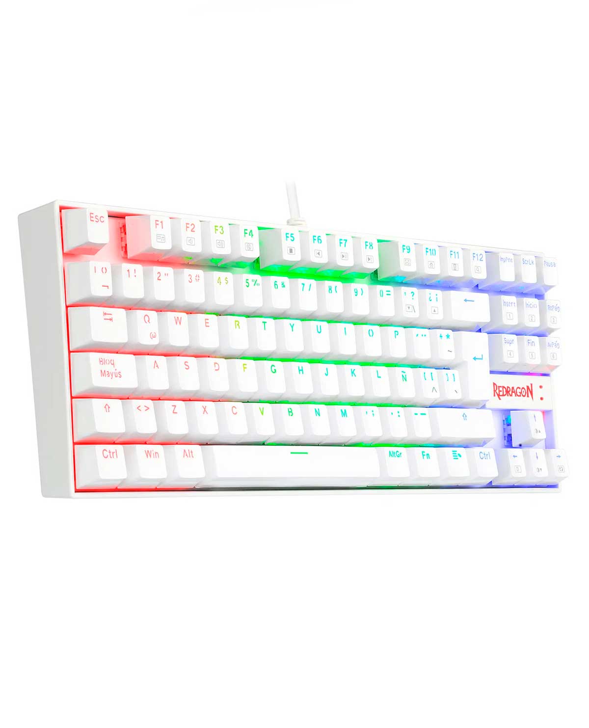 6950376704979 2 Teclado Gamer | Redragon Kumara K552W-KR | Mecánico | Blanco | USB | Iluminación Rainbow | Switch Red | Compacto | Español - Imagen 2