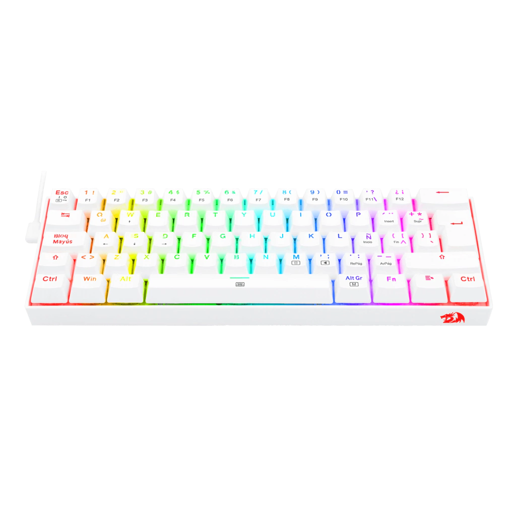 6950376714909 1 Teclado Gamer | Redragon Dragonborn K630W-RGB-SP | Blanco | Mecánico | Compacto 60% | Switch Red | RGB - Imagen 2