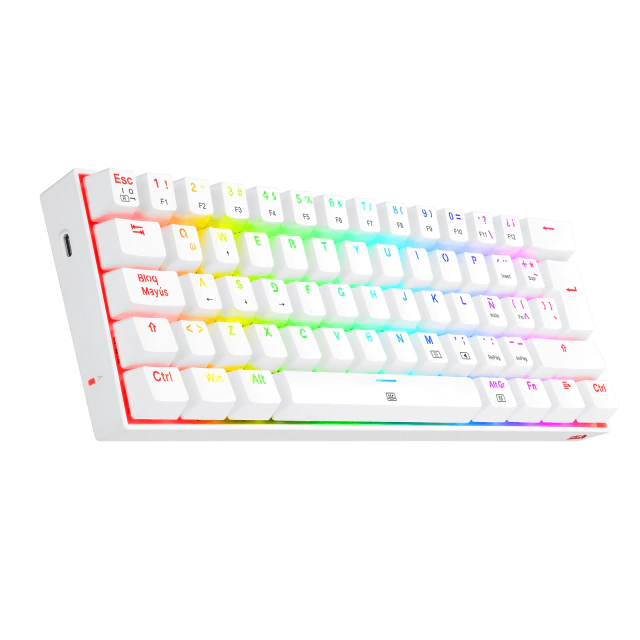 6950376714909 2 Teclado Gamer | Redragon Dragonborn K630W-RGB-SP | Blanco | Mecánico | Compacto 60% | Switch Red | RGB - Imagen 3