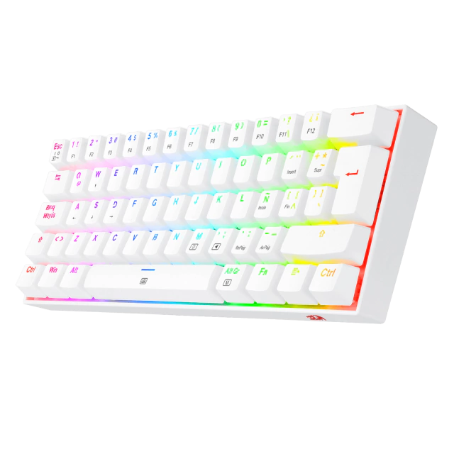 6950376714909 3 Teclado Gamer | Redragon Dragonborn K630W-RGB-SP | Blanco | Mecánico | Compacto 60% | Switch Red | RGB - Imagen 4