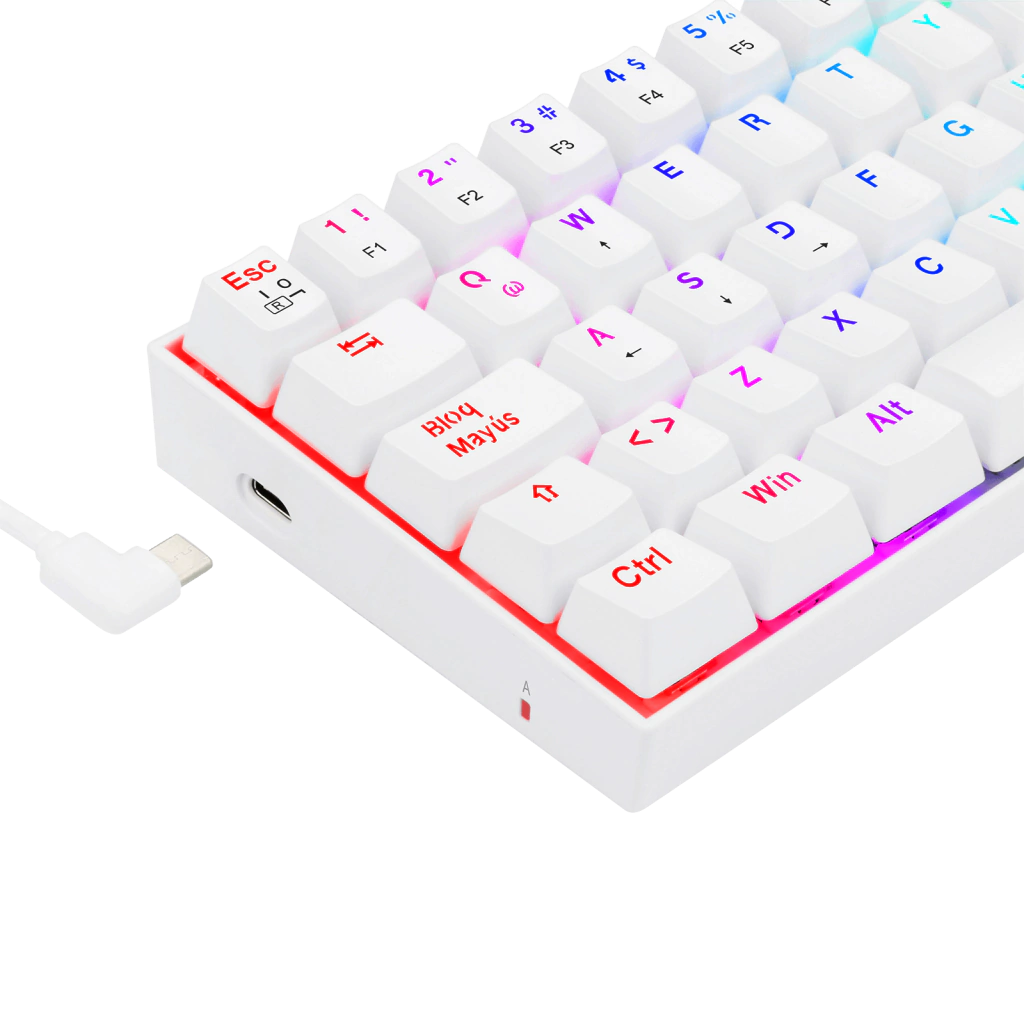 6950376714909 6 Teclado Gamer | Redragon Dragonborn K630W-RGB-SP | Blanco | Mecánico | Compacto 60% | Switch Red | RGB - Imagen 7
