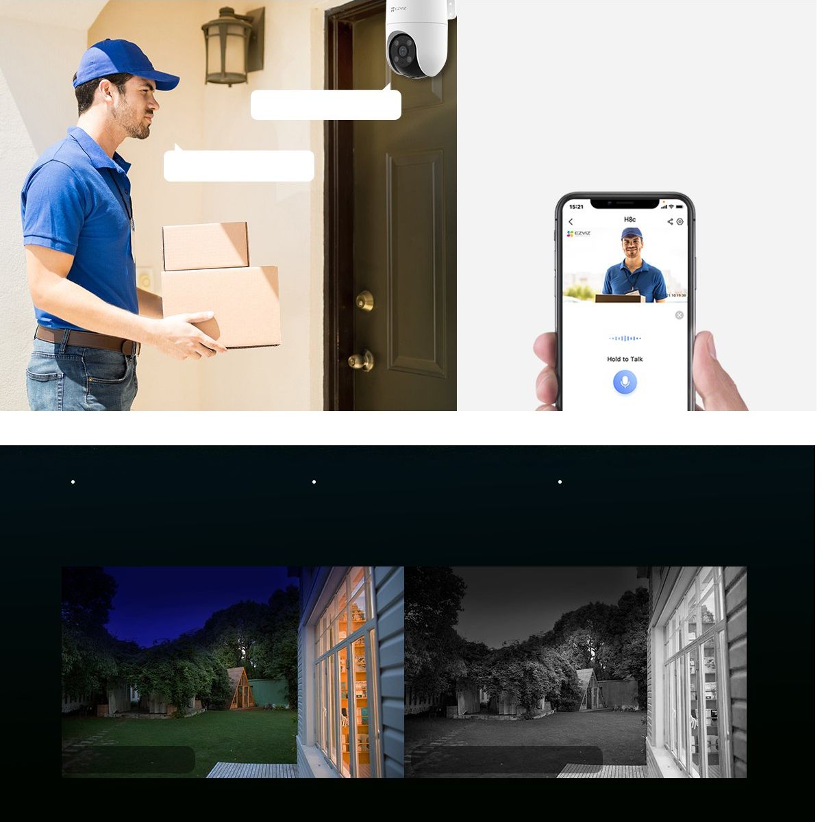Ezviz Camara Domo IP 360 H8C 3 Cámara IP Ezviz H8C Exterior 360º | 1080p Full HD | WiFi | PTZ Panorámica | Micrófono y Parlante | Visión Nocturna a Color - Imagen 4