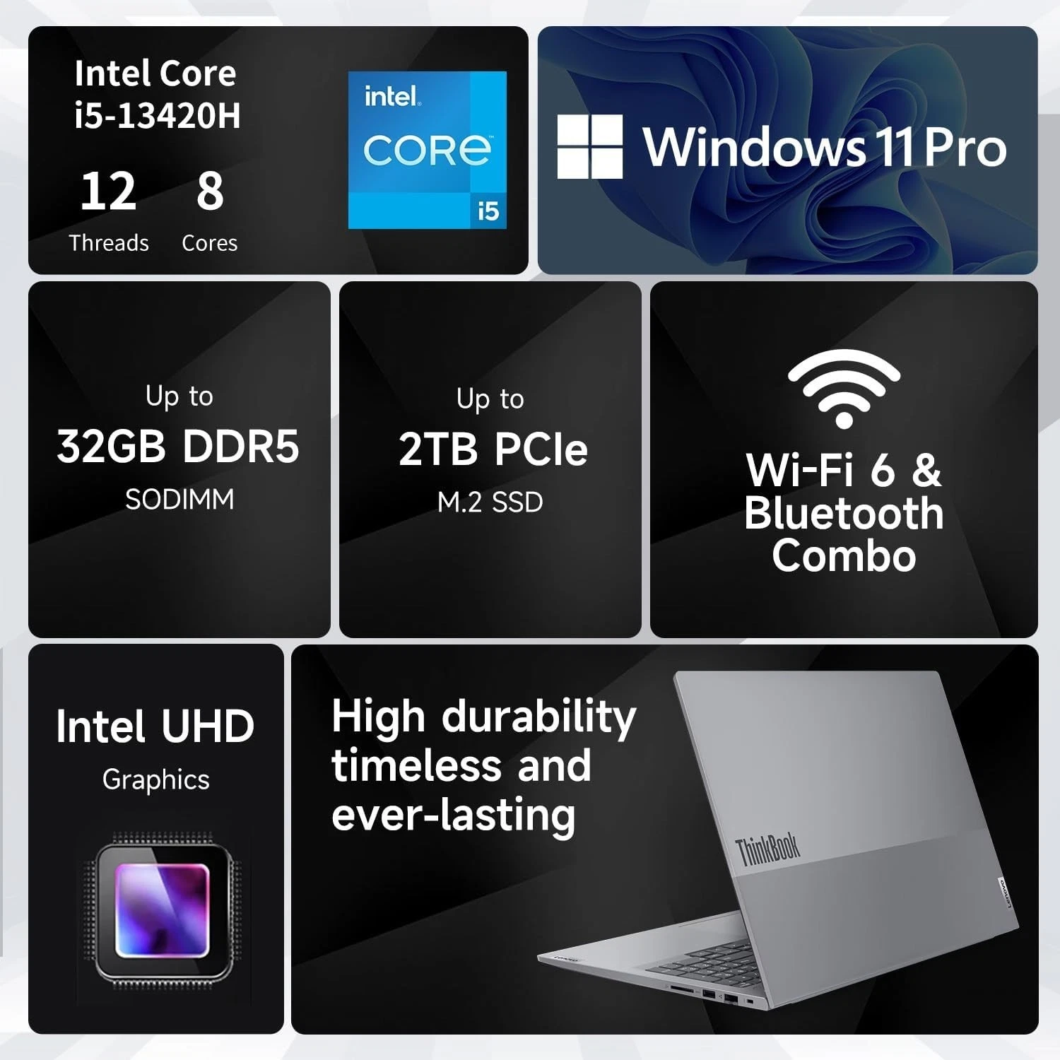 s-l1600 (1) Notebook | Lenovo ThinkBook 16 | Intel Core i5-13420H | 13ª Generación | 8GB DDR5 | 512GB SSD M.2 | Pantalla 16" Full HD | Windows 11 Pro | 21KH00QGAR | Rendimiento y Productividad Empresarial - Imagen 3