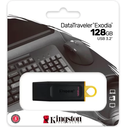Pendrive Kingston DataTraveler Exodia 128GB | USB 3.2 | Negro DTX/128GB