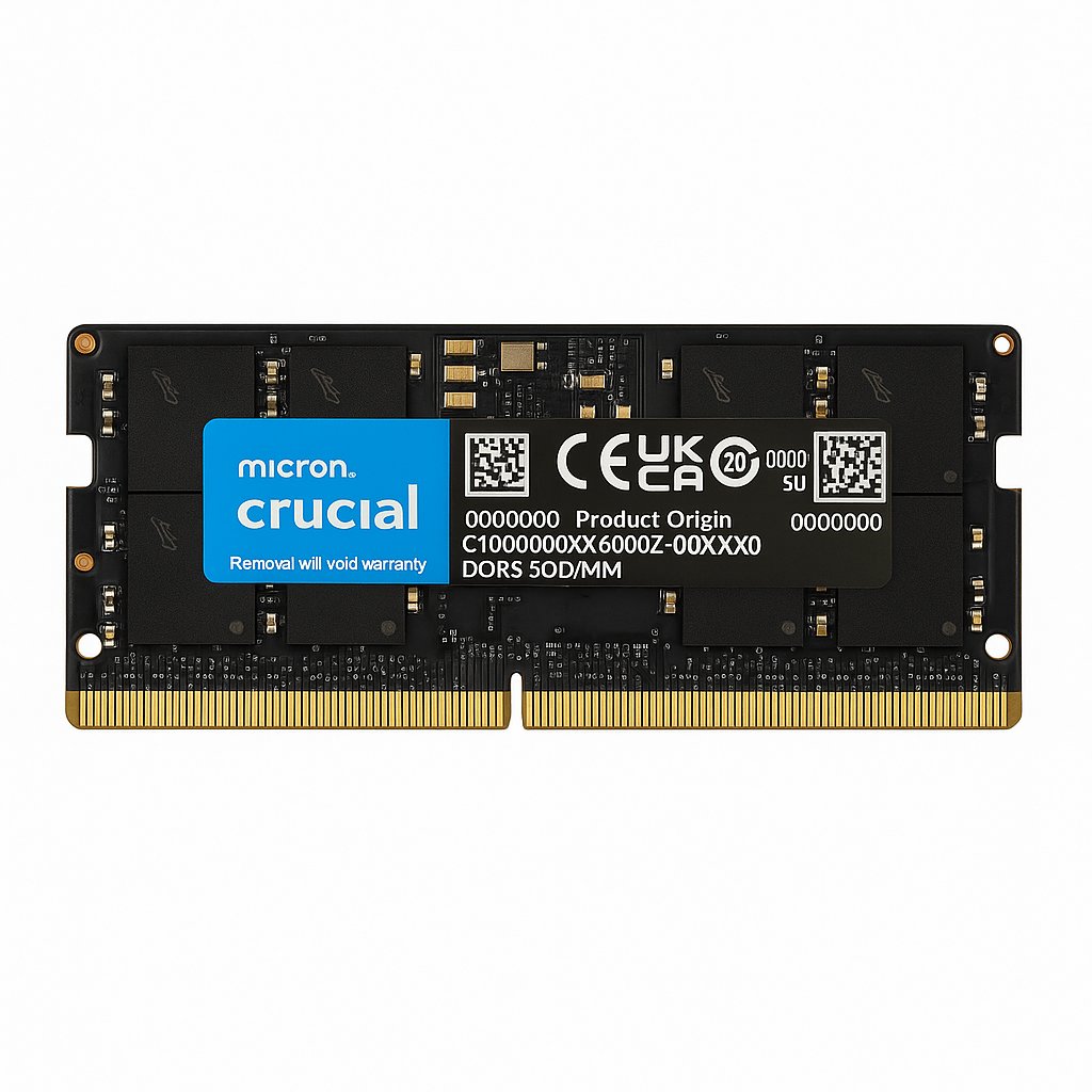 Memoria_Crucial_DDR5_SODIMM_1x1_72DPI Memoria RAM Crucial 8GB DDR5 4800MT/s SODIMM | para Notebook | Rendimiento y Velocidad Superior - CT8G48C40S5
