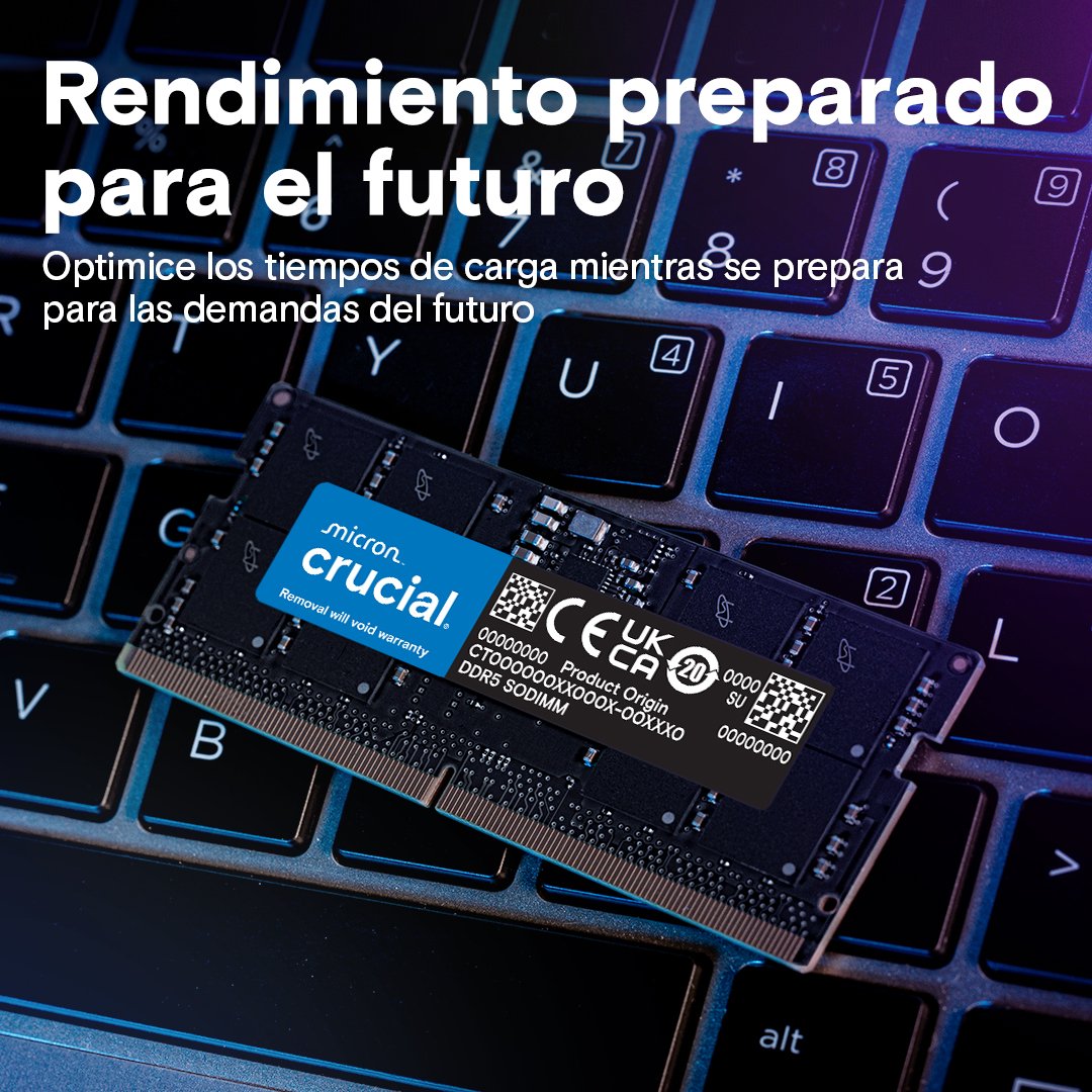 crucial-ddr5-classic-laptop-gallery-image-5-Install_esES_optimizado Memoria RAM Crucial 8GB DDR5 4800MT/s SODIMM | para Notebook | Rendimiento y Velocidad Superior - CT8G48C40S5 - Imagen 5
