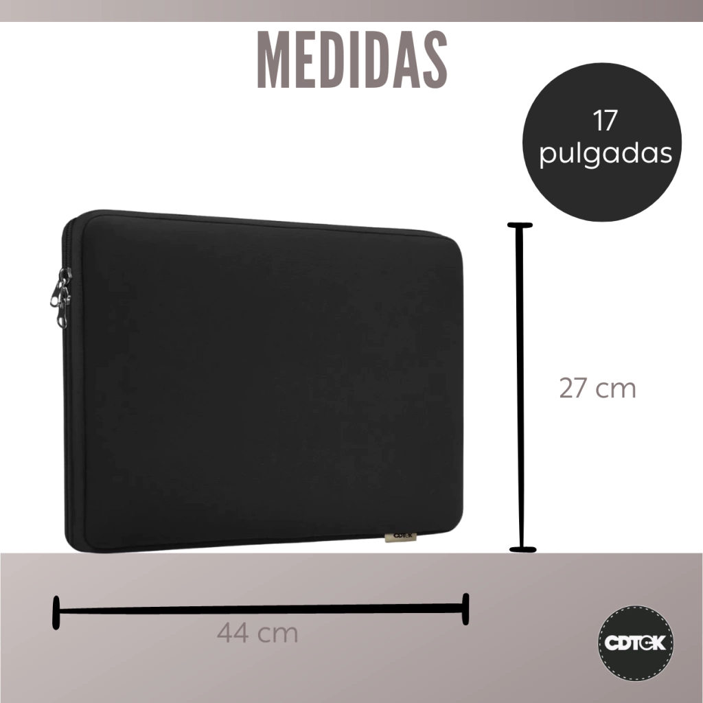 171-4481af860ae685287f16871871943803-1024-1024 Funda para Notebook CDTEK 17” Negra | Neoprene Protectora | Doble Cierre - Imagen 4