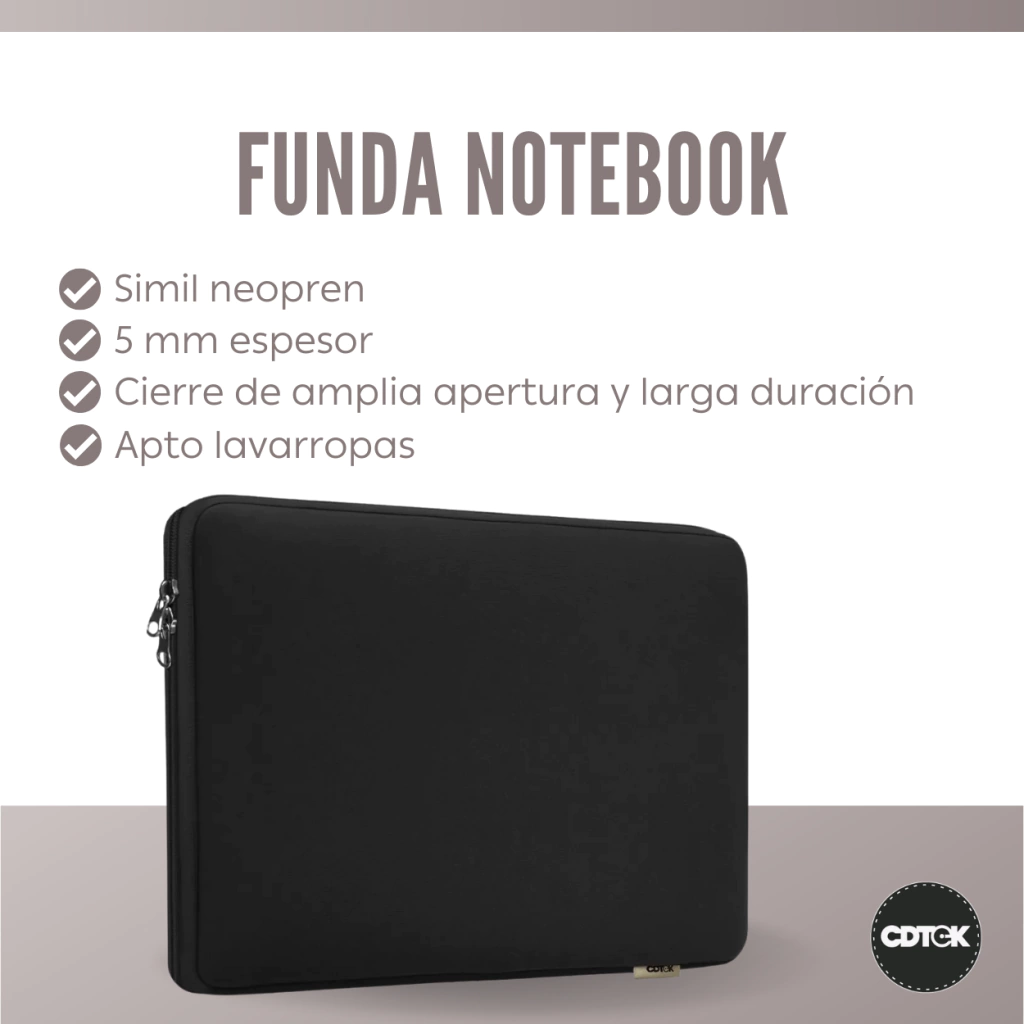 21-549cdb7ebfb10746c516871871939213-1024-1024 Funda para Notebook CDTEK 17” Negra | Neoprene Protectora | Doble Cierre - Imagen 5