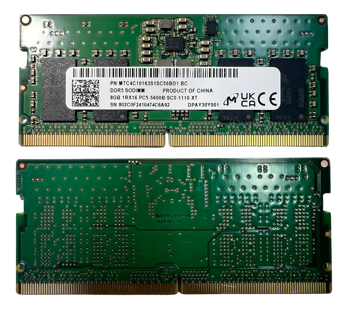 D_NQ_NP_2X_684621-MLA91497861884_092025-F Memoria RAM Notebook Micron 8GB DDR5 SO-DIMM 5600MT/s PC5-44800 CL46 | MTC4C10163S1SC56BD1 - Imagen 2