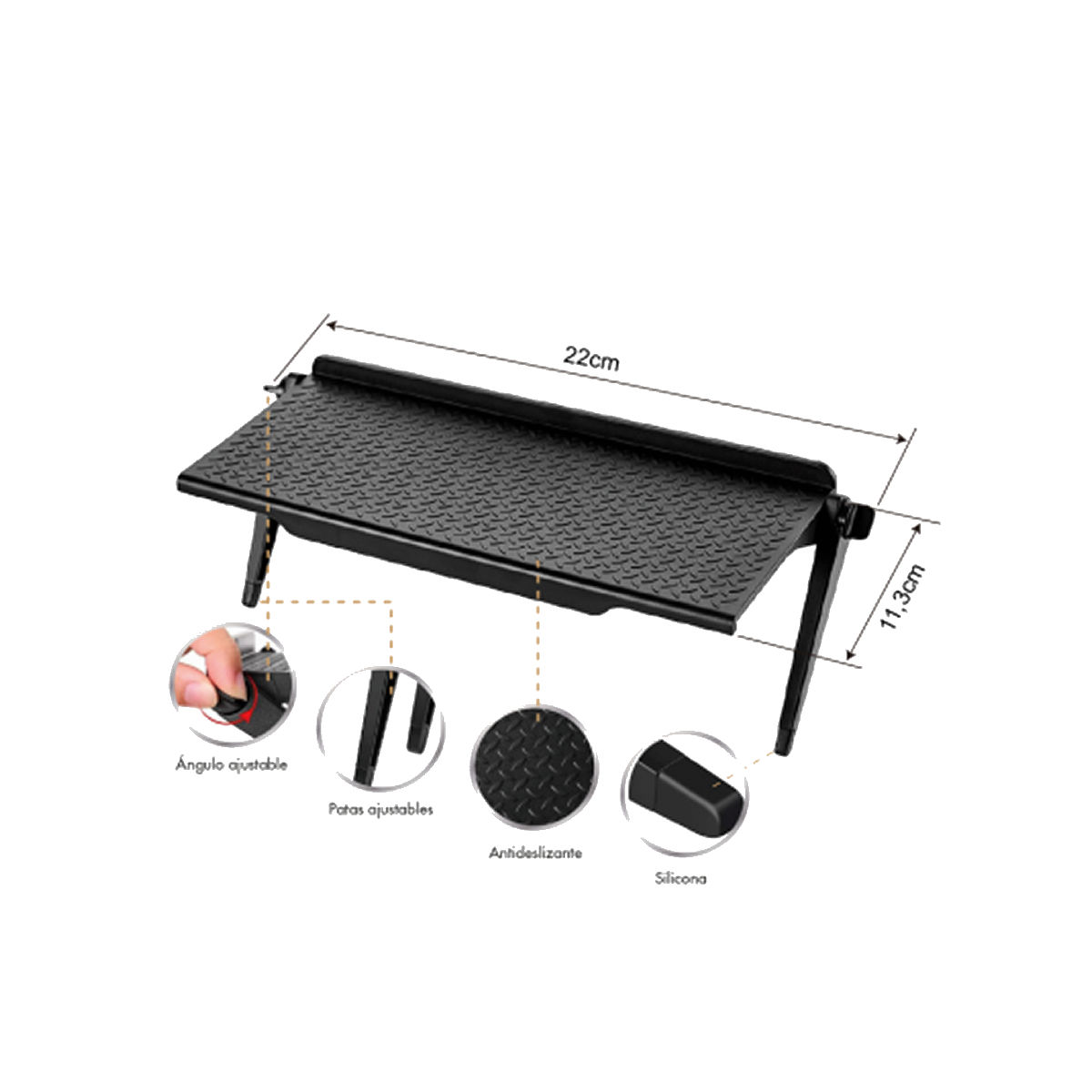 Netmak soporte estante para monitores 22Cm NM-ST23 1 Soporte Estante Netmak NM-ST24 30cm | Para Monitor/TV | Antideslizante | ABS | Hasta 3kg - Imagen 3