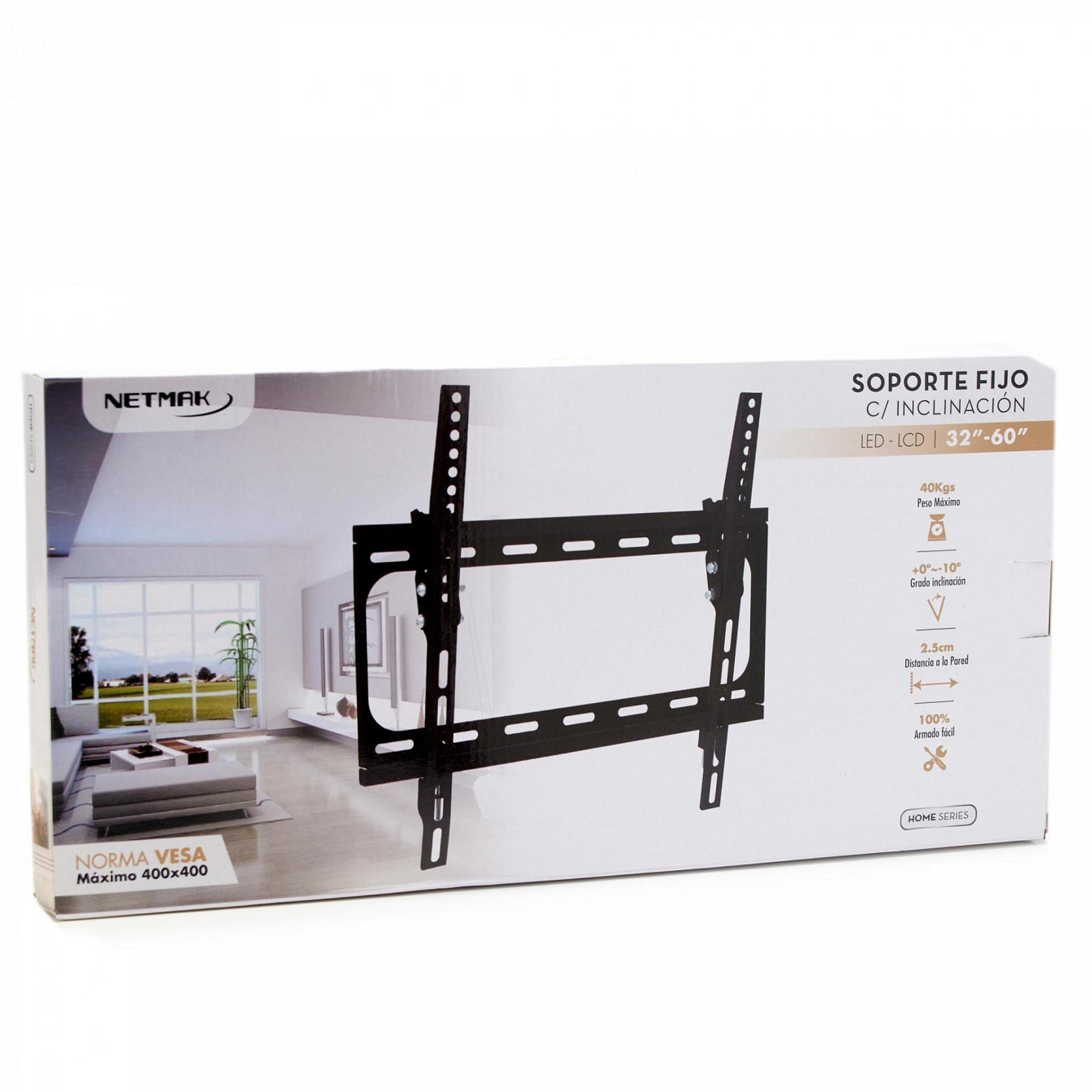 Soporte TV 1001 Soporte TV Netmak NM-ST09 | 32” a 55” | Inclinación 0–10° | VESA 400x400 | 40kg - Imagen 2