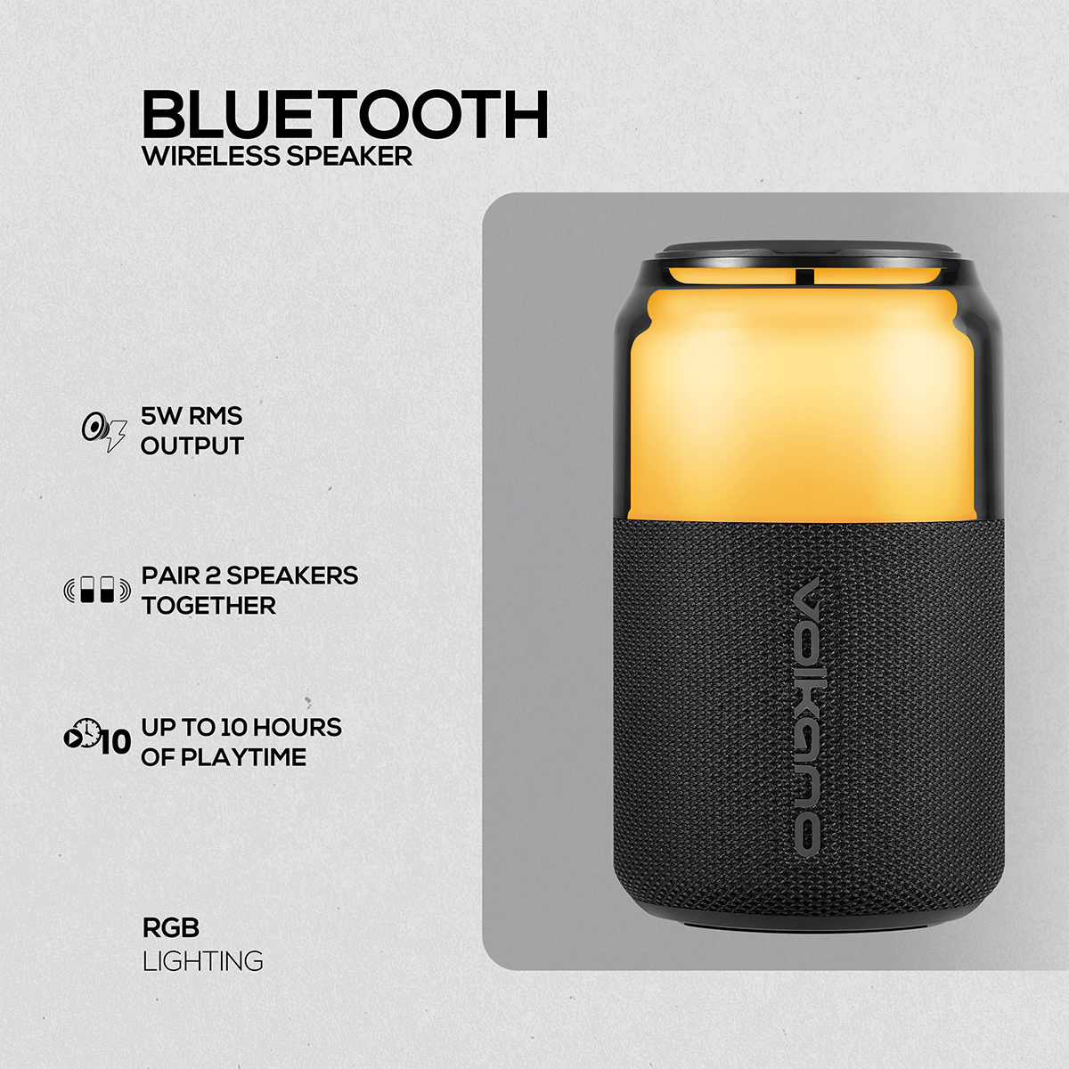 VK-3004-BK-5 Parlante Bluetooth Portátil Volkano Neptune 10W Negro | VK-3004-BK - Imagen 5