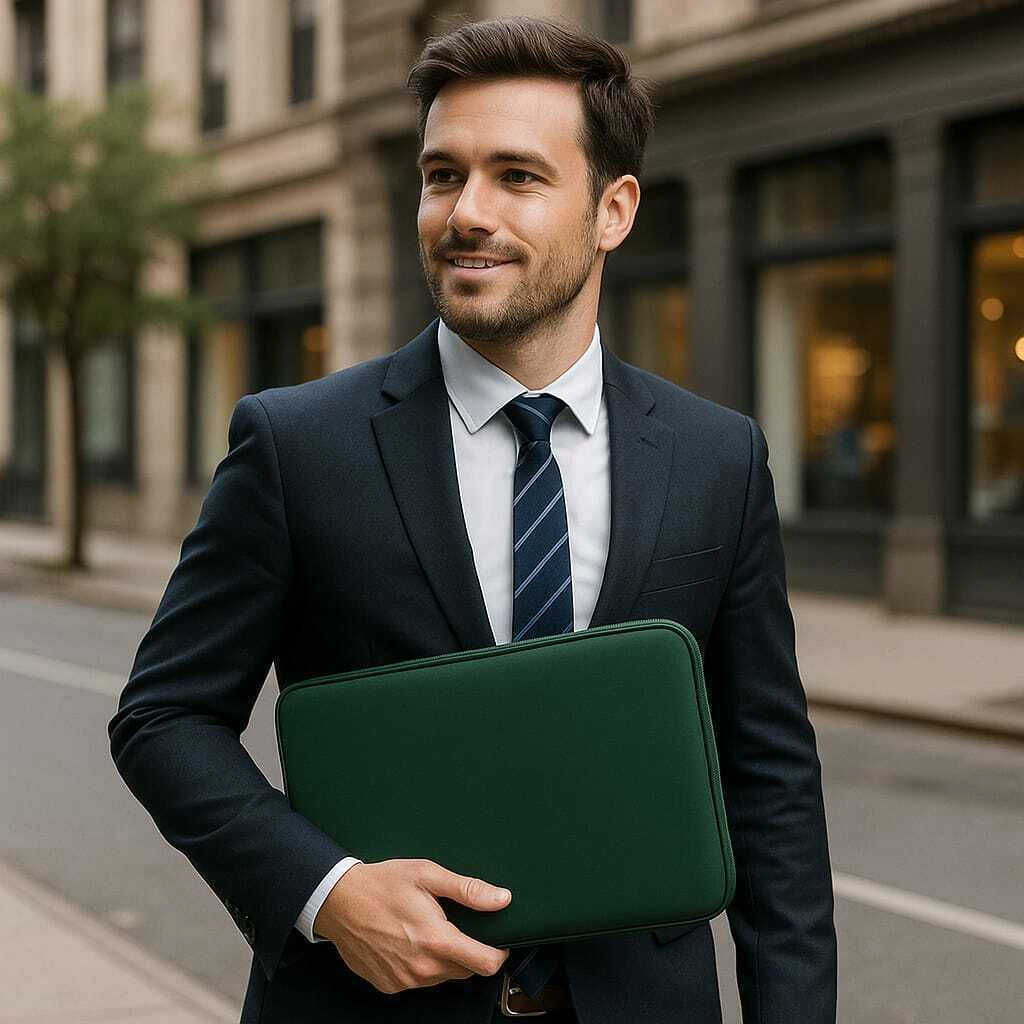 funda-verde-0b22d925e69ecc890e17563171296953-1024-1024 Funda para Notebook CDTEK 15.6” Verde | Neoprene Protectora | Doble Cierre - Imagen 2