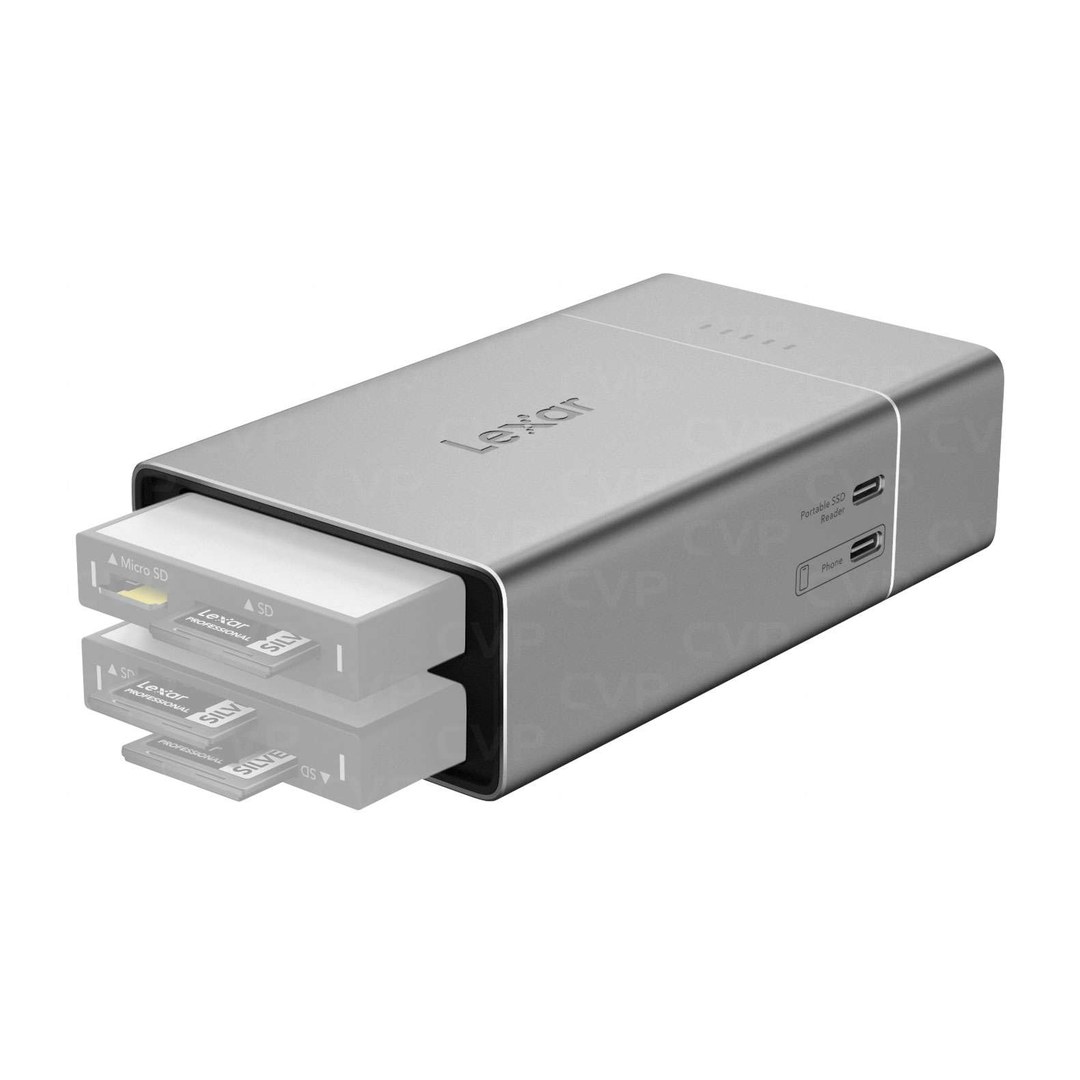 lexar_workflow_go_03_1080 Professional Workflow Go Lexar | Dock Portátil 2 Bahías con Batería | Backups sin Notebook | USB-C 10Gbps - Imagen 3