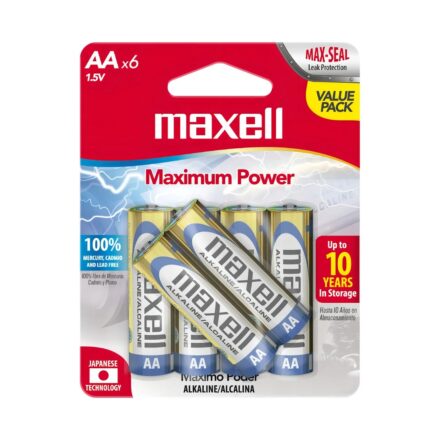 Pilas Maxell Alcalinas AA (LR6) 1.5V | Blister x6 (4+2) | Larga duración Pilas Maxell Alcalinas AA (LR6) 1.5V | Blister x6 (4+2) | Larga duración