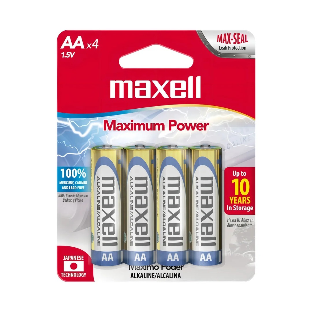maxell_aa_2_1080 Pilas Maxell Alcalinas AA (LR6) 1.5V | Blister x4 | Larga Duración