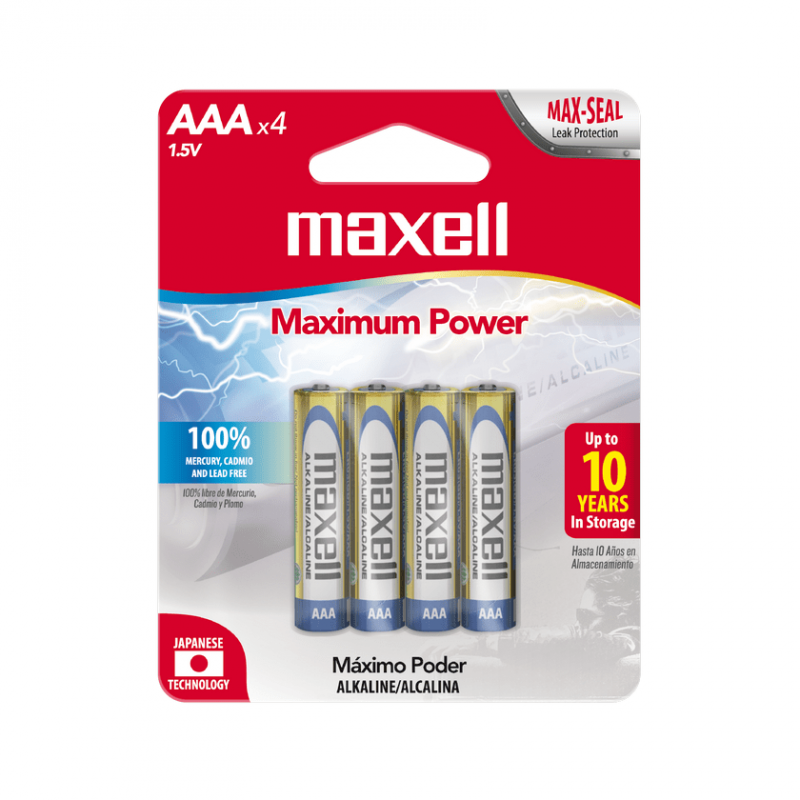 pila-aaa-maxell-max-alcalina-pack-x-4-aaa-4bp Pilas Maxell Alcalinas AAA (LR03) 1.5V | Blister x4 | Leak Resistant