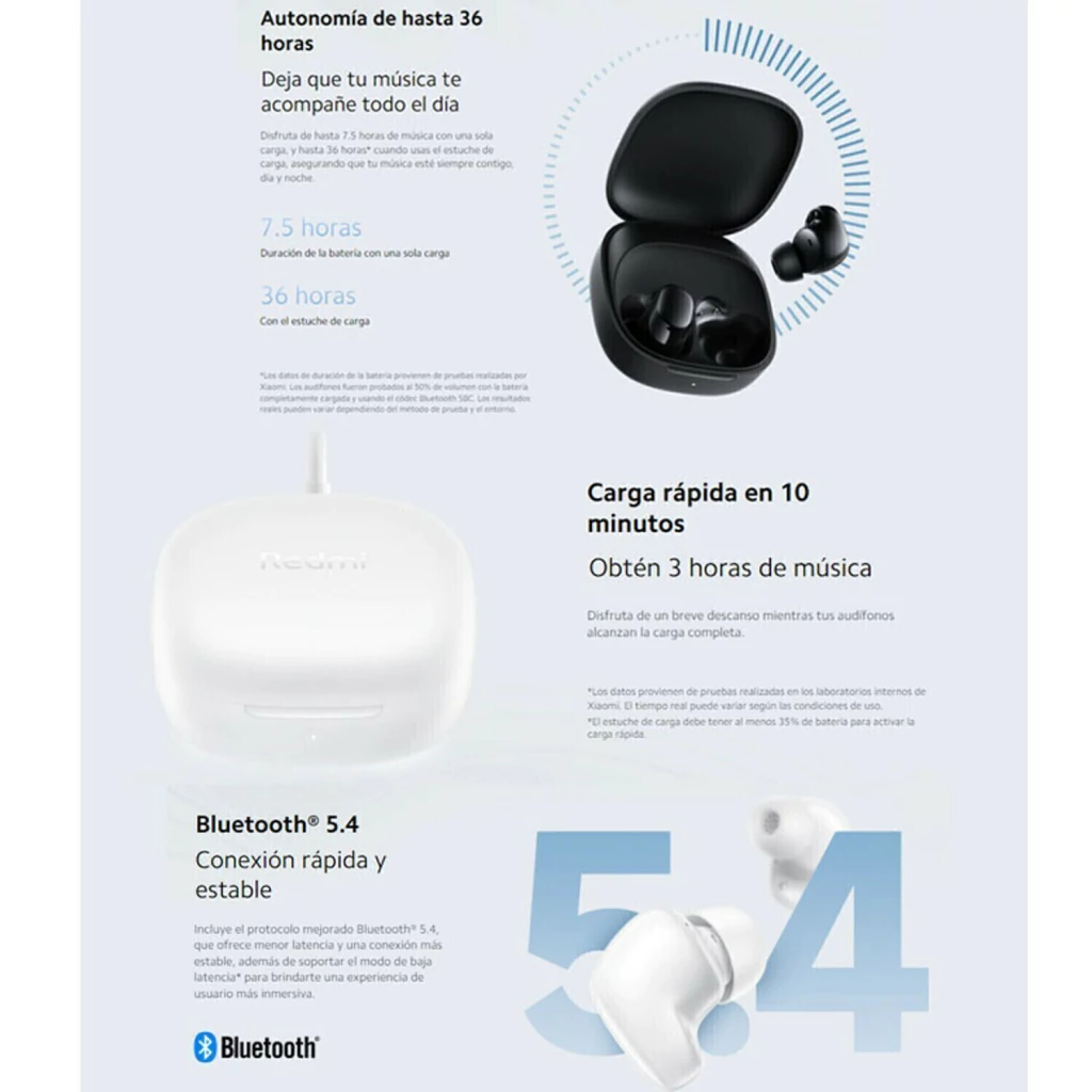 tfy8guhoijkhbvuyf87t98y9upoi-59c64bc6e2a0af8eb617320721127708-1024-1024 Auriculares Bluetooth In-Ear Xiaomi Redmi Buds 6 Play Negros | 36 h batería | Sonido nítido y micrófono para llamadas - Imagen 8