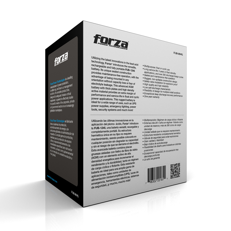 FUB-1245_Box_2 Bateria FUB FORZA sellada plomo acido 12v 4.5Ah - Imagen 6