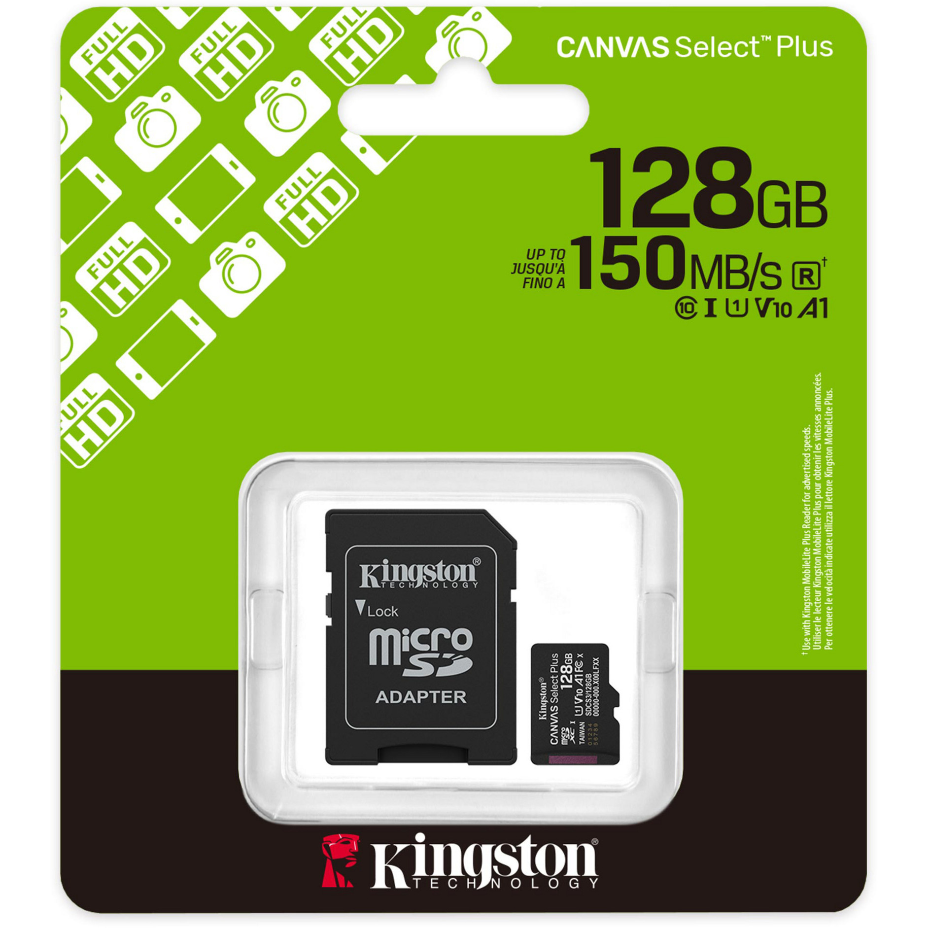 Micro-SD-Kingston Memoria Micro SD Kingston Canvas Select Plus 128GB | 150MB/s | C10 | SDCS3/128GB