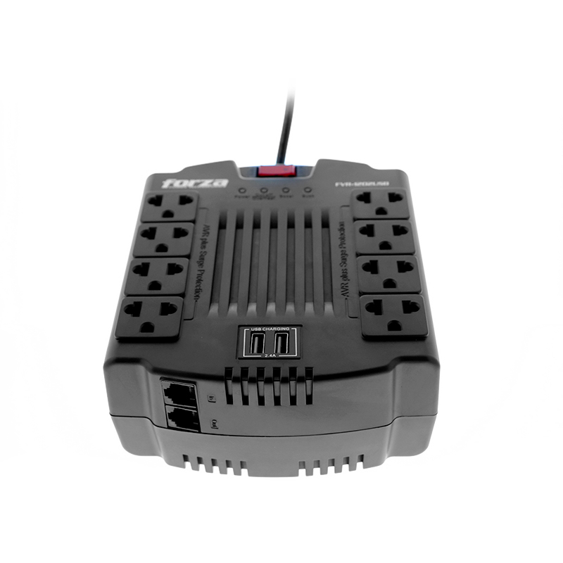 FVR-1202USB_32 Estabilizador Forza FVR 1200VA 600W AVR 6 Tomas IRAM - Imagen 2