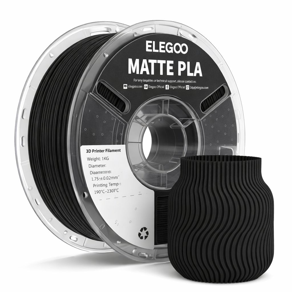 filamento pla silk elegoo negro mate 1.75mm 1kg impresión 3d filamento pla silk elegoo negro mate 1.75mm 1kg impresión 3d
