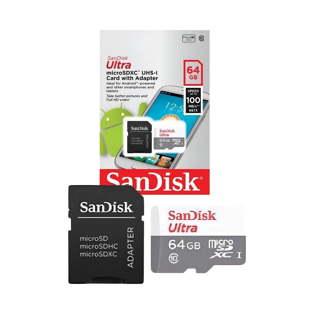 sandisk ultra microsdxc 64gb uhs i u1 v10 100mb/s con adaptador sandisk ultra microsdxc 64gb uhs i u1 v10 100mb/s con adaptador