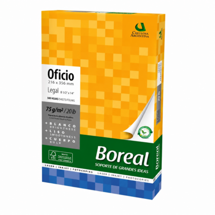 Resma Boreal Oficio 75g 500 Hojas Papel para Impresora y Fotocopiadora Resma Boreal Oficio 75g 500 Hojas Papel para Impresora y Fotocopiadora