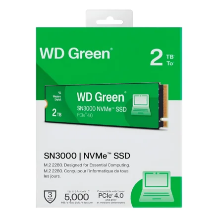 Disco SSD M.2 NVMe Western Digital Green SN3000 2TB WDS200T4G0E