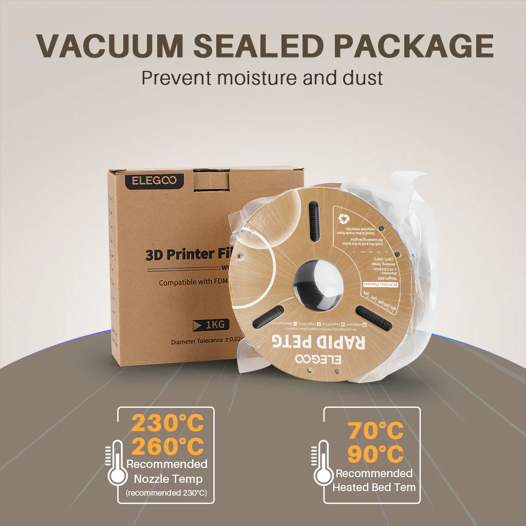 filamento 3d rapid petg elegoo marron 1kg 1.75mm | preciso y fácil de imprimir 50.203.0225 filamento 3d rapid petg elegoo marron 1kg 1.75mm | preciso y fácil de imprimir 50.203.0225