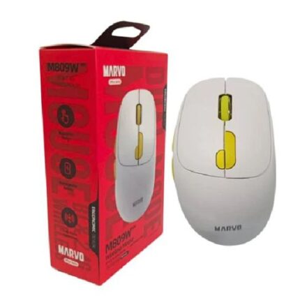 Mouse Inalámbrico Marvo M809W Dual Mode 2.4GHz BT Ergonómico Blanco Mouse Inalámbrico Marvo M809W Dual Mode 2.4GHz BT Ergonómico Blanco